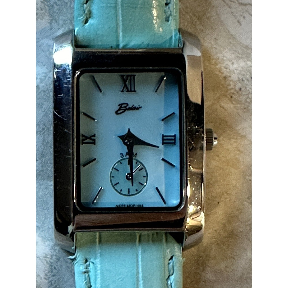 Belair Womens Watch a4259-mop-1064 New Battery Green Strap Mother‎ Of Pearl Dial